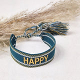Geflochtenes Armband Happy grün