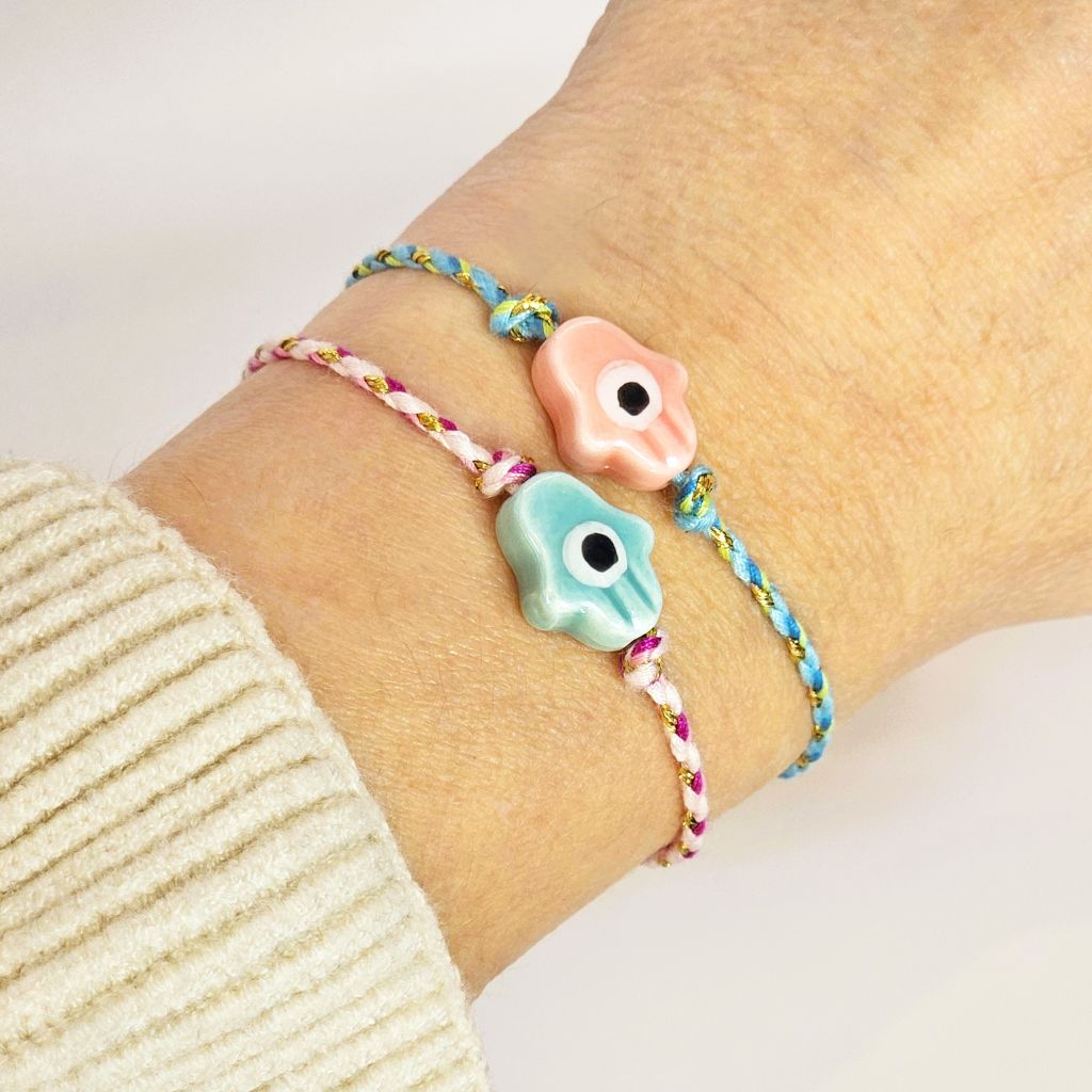Hamsa Hand Braided Bracelet Blue