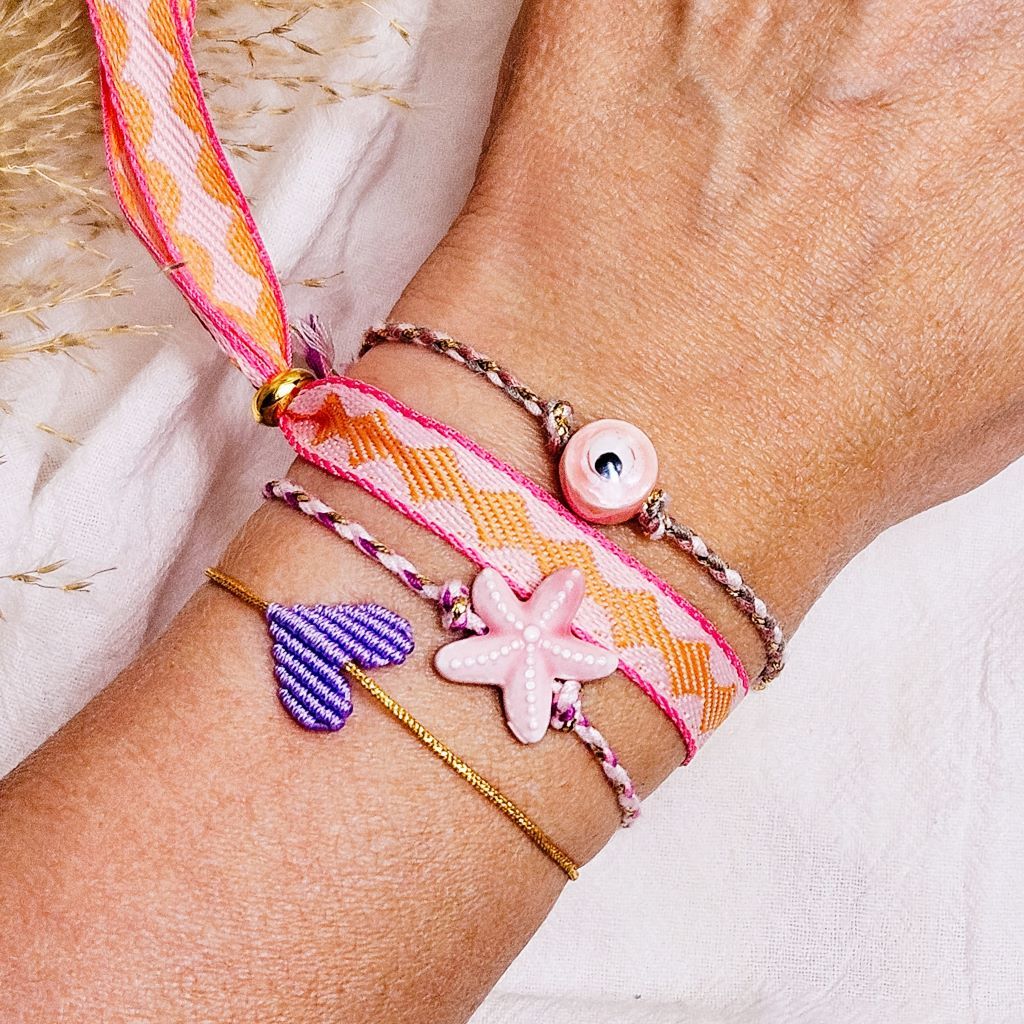 Armband zeester roze