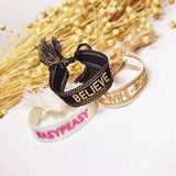 Geweven armband Believe navy