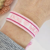 Geflochtenes Armband Dog Mom hellrosa