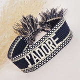 Geweven armband J'adore donkerblauw