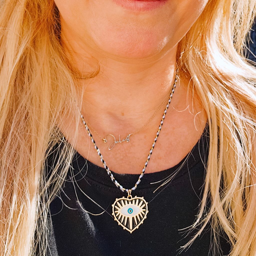 Ibiza evil eye necklace black