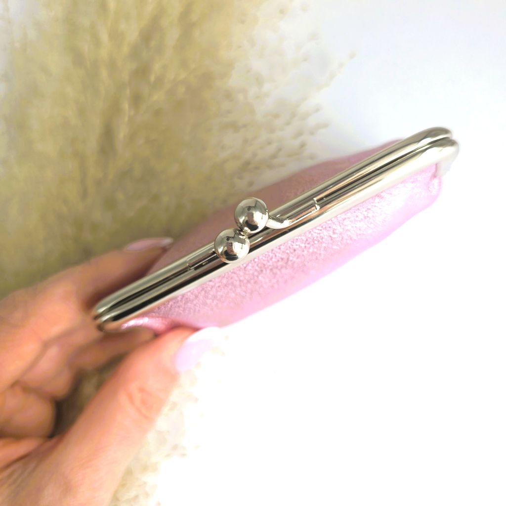 Metallic light pink clip purse
