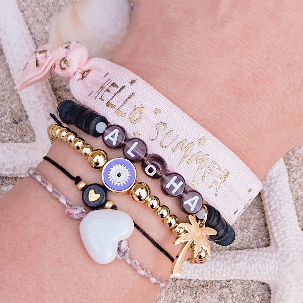 Perlenarmband Evil Eye rund lila
