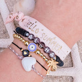 Perlenarmband Evil Eye rund lila