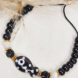Perlenarmband Fisch Dots Schwarz