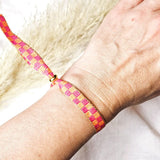 Bändchen-Armband, Würfel, pink/orange