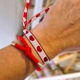 Stoffarmband Herzchen rot/weiß