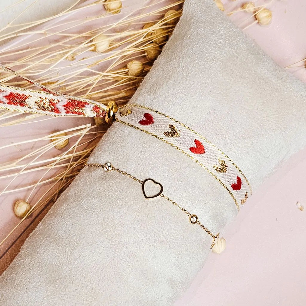 Lint armbandje hartjes