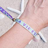 Stoffarmband "La vie est belle" mintgrün