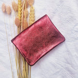 Mini portemonnee metallic bordeaux rood