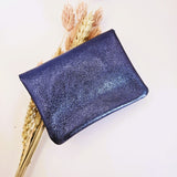 Mini-Portemonnaie Metallic Dunkelblau