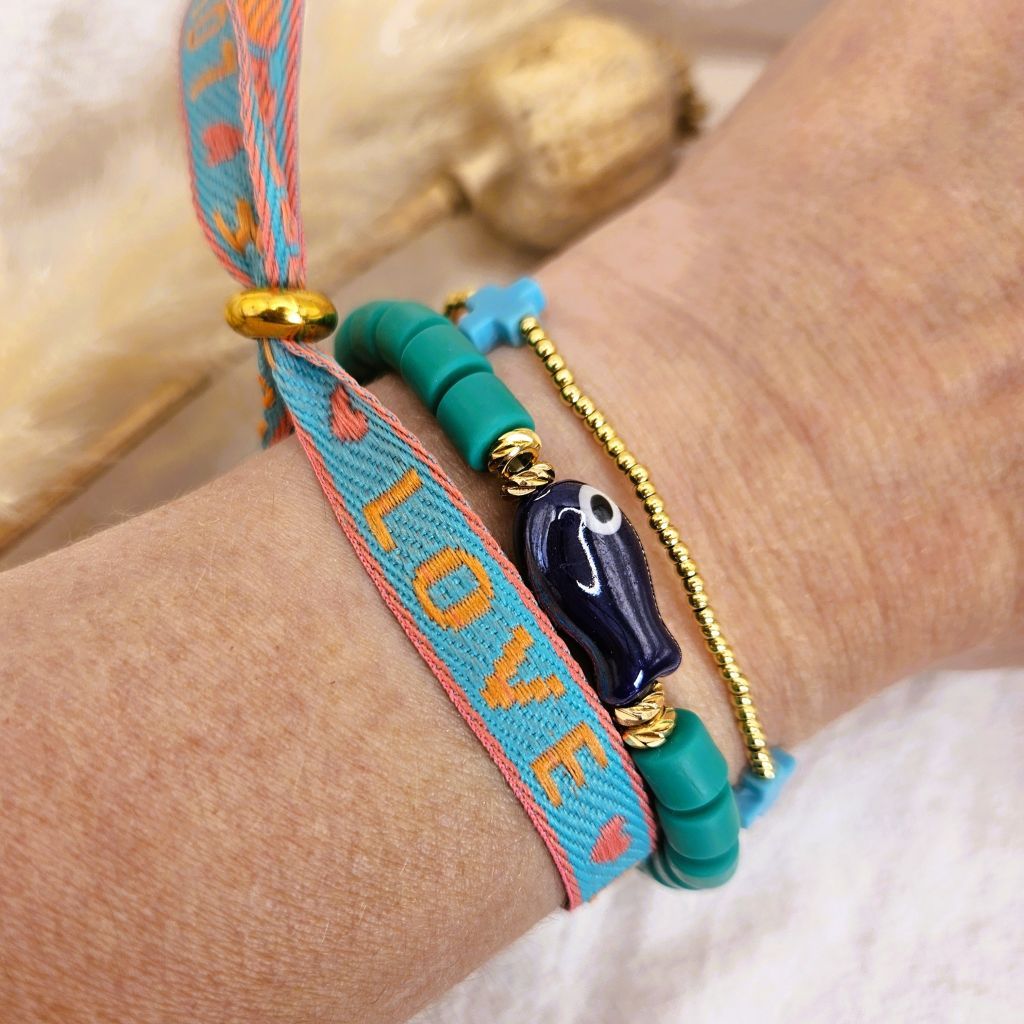 Armband Ibiza Fisch grün blau