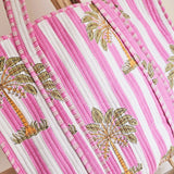 Blockprint Umhängetasche Palme rosa
