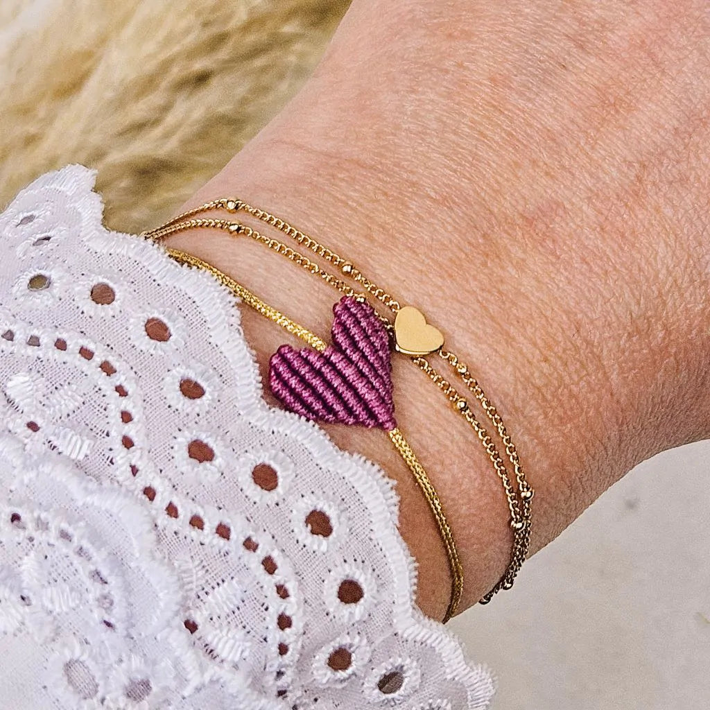 Armbandje hartje paars
