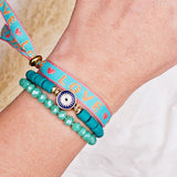 Evil eye armband groen