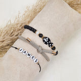 Perlenarmband Fisch Dots Schwarz