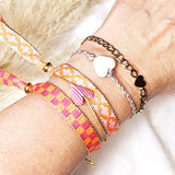 Bändchen-Armband, Würfel, pink/orange