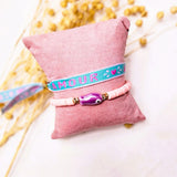 Lint armbandje Amour turquoise
