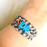 Wickelarmband Leopard Love Blau