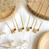 Bubble ketting met letter(s) en geboortesteentje
