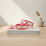 Woven bracelet hearts white/pink