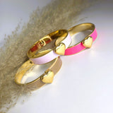 Heart enamel bracelet bright pink