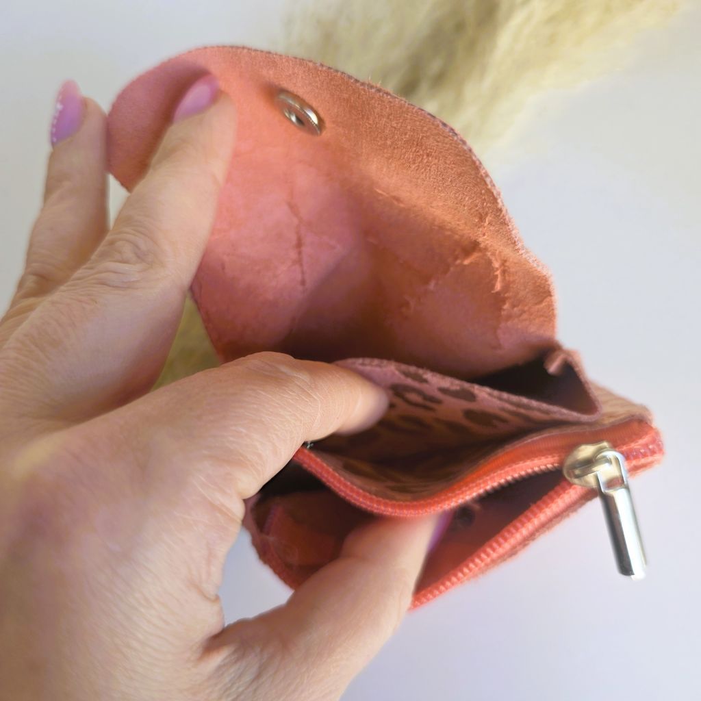 Mini wallet leopard salmon pink
