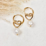 Heart pearl earrings
