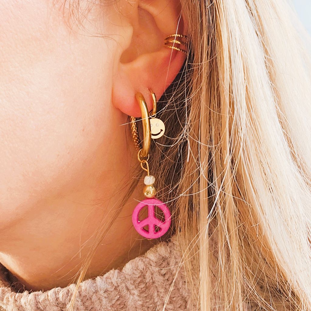 Earrings peace pink
