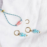 Oorbellen visje dots aqua