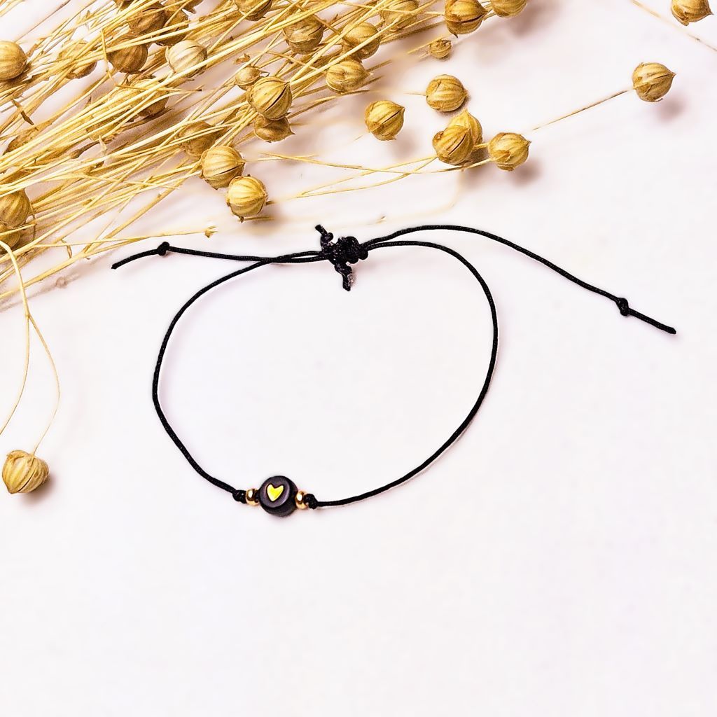 Armbandje hartje zwart