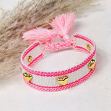 Woven bracelet hearts white/pink