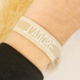 Geweven armband J'adore beige