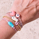 Kralenarmband evil eye roze