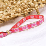 Stoffarmband Herzchen rosa/rot
