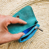 Mini portemonnee metallic blauw