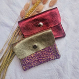 Mini portemonnee metallic bordeaux rood