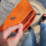 Mini-Portemonnaie Leopard Orange