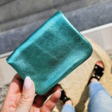 Mini portemonnee metallic turquoise