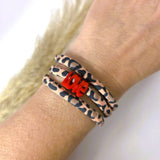 Wikkelarmband leopard love rood