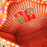 Blockprint schoudertas leopard orange