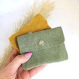 Mini suede wallet olive