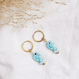 Oorbellen visje dots aqua