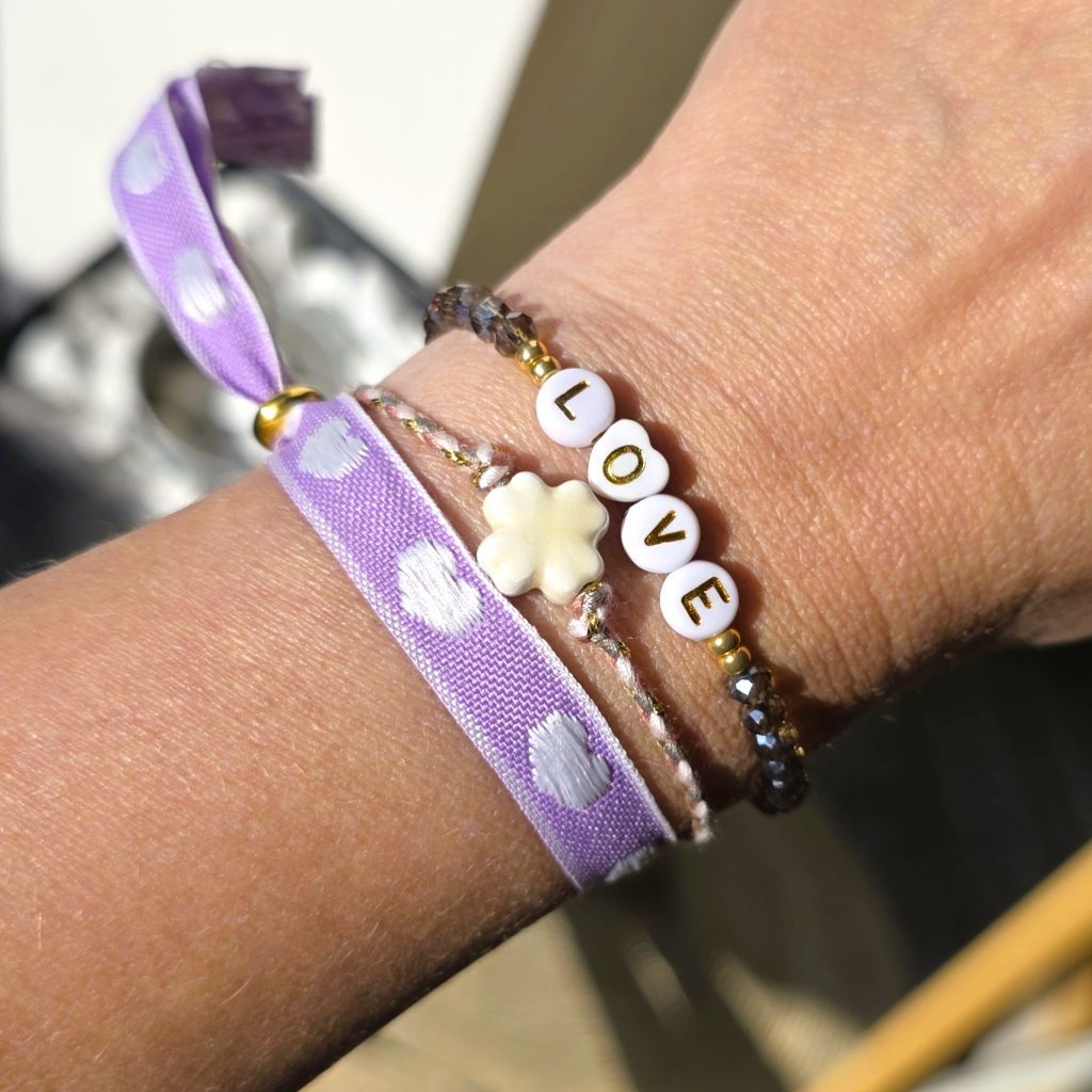 Armband klavertje vier wit