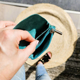 Mini portemonnee metallic turquoise