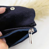 Mini portemonnee suède donkerblauw