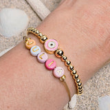 Perlenarmband Evil Eye rund rosa