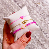 Perlenarmband facettiertes Herzchen Rosa